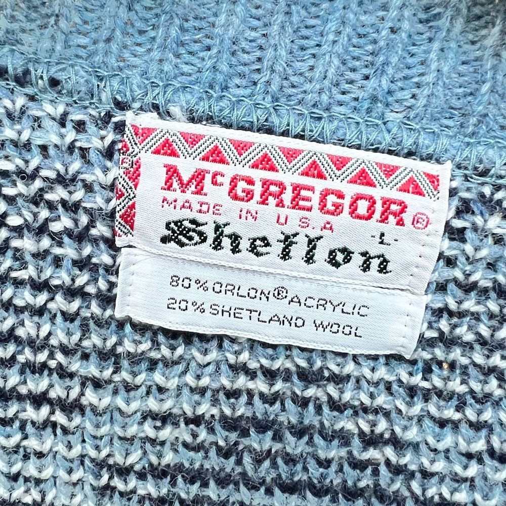 Vintage McGregor Shelton Gyle X-VEE Pullover V Neck Blue Wool Sweater Size L NWT - Picture 2 of 12